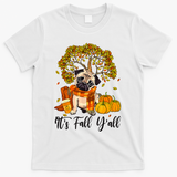 It's Fall Y'all Pug Dog Pumpkin Autumn Thanksgiving T-Shirt - White