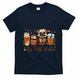 It?S Fall Y?All Pug Dog Coffee Pumpkin Spice Latte Autumn T-Shirt - Navy Blue
