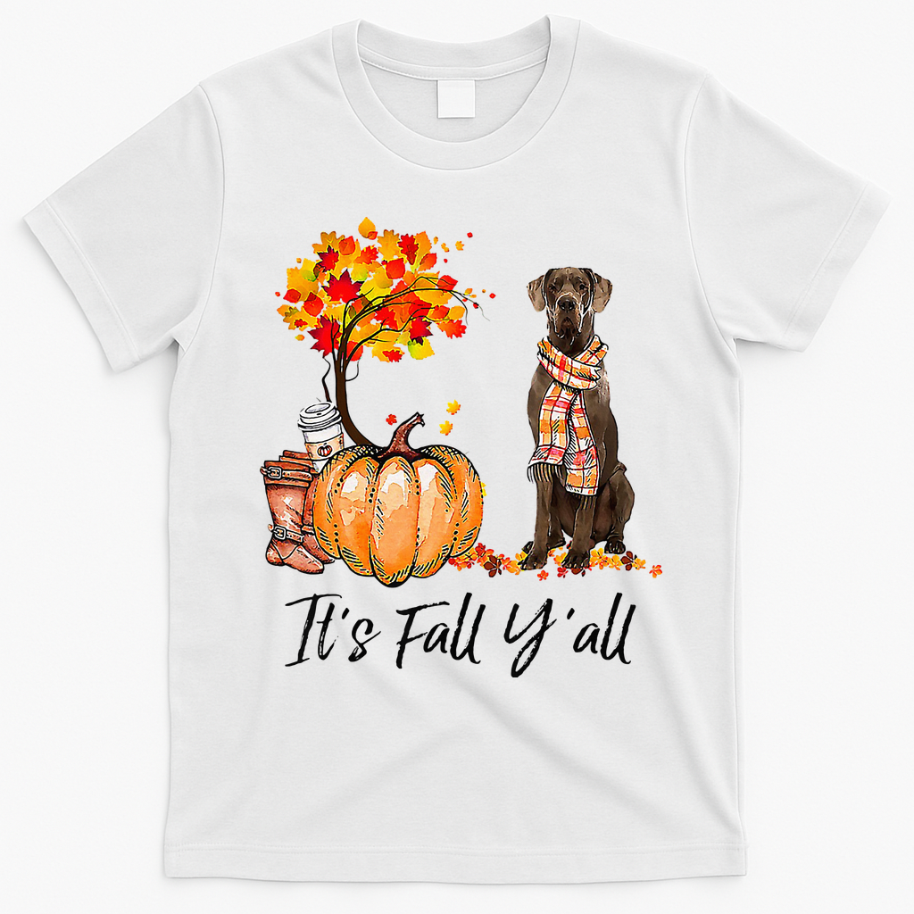 It's Fall Y'all Great Dane Dog Lovers Thanksgiving Halloween T-Shirt - White