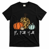 Its Fall Yall Graphic Shirt Women Thanksgiving Pumpkin Splicing Sleeve Fall T-Shirt - Black