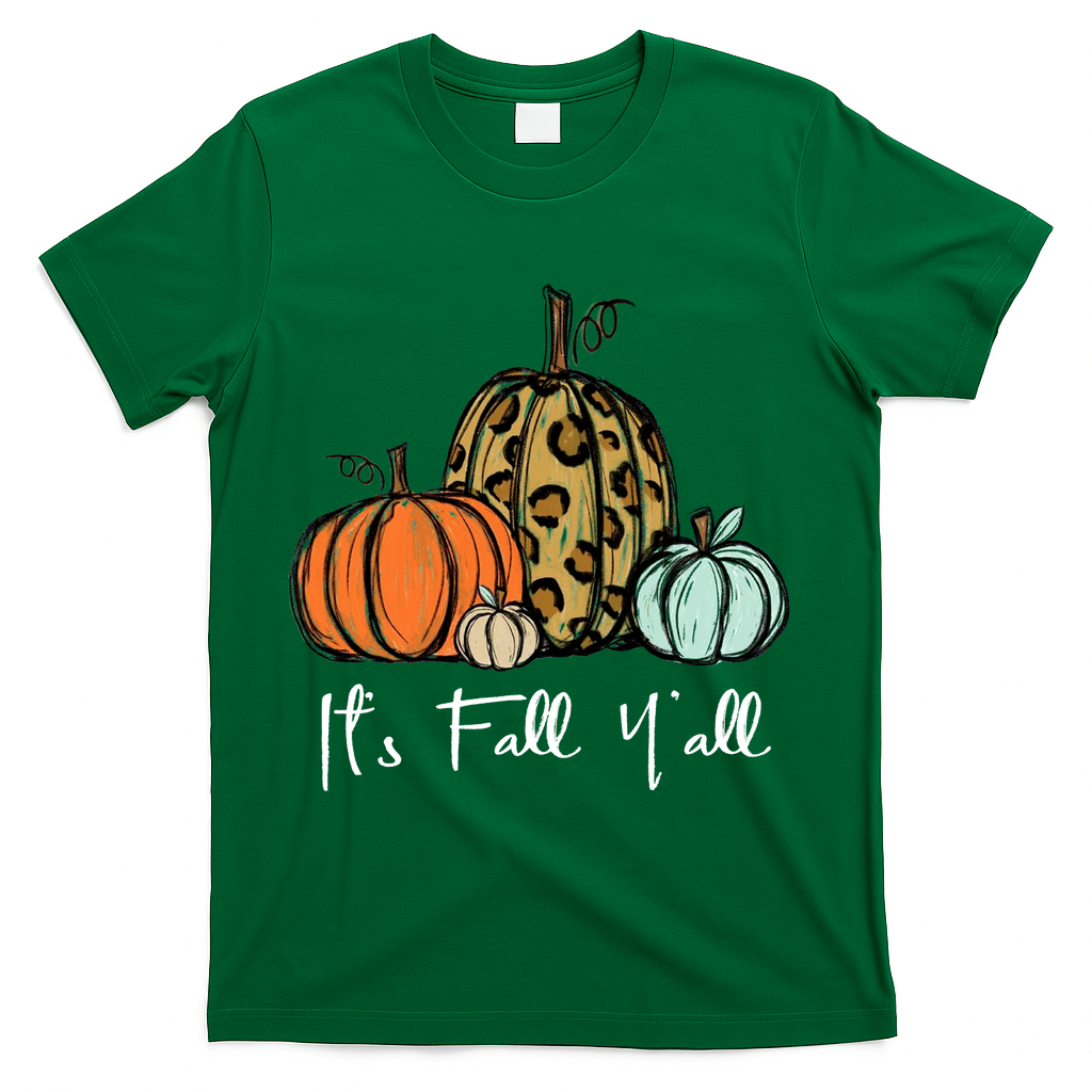 Its Fall Yall Graphic Shirt Women Thanksgiving Pumpkin Splicing Sleeve Fall T-Shirt - Green