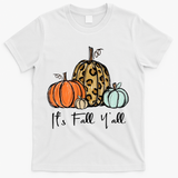 Its Fall Yall Graphic Shirt Women Thanksgiving Pumpkin Splicing Sleeve Fall T-Shirt - White