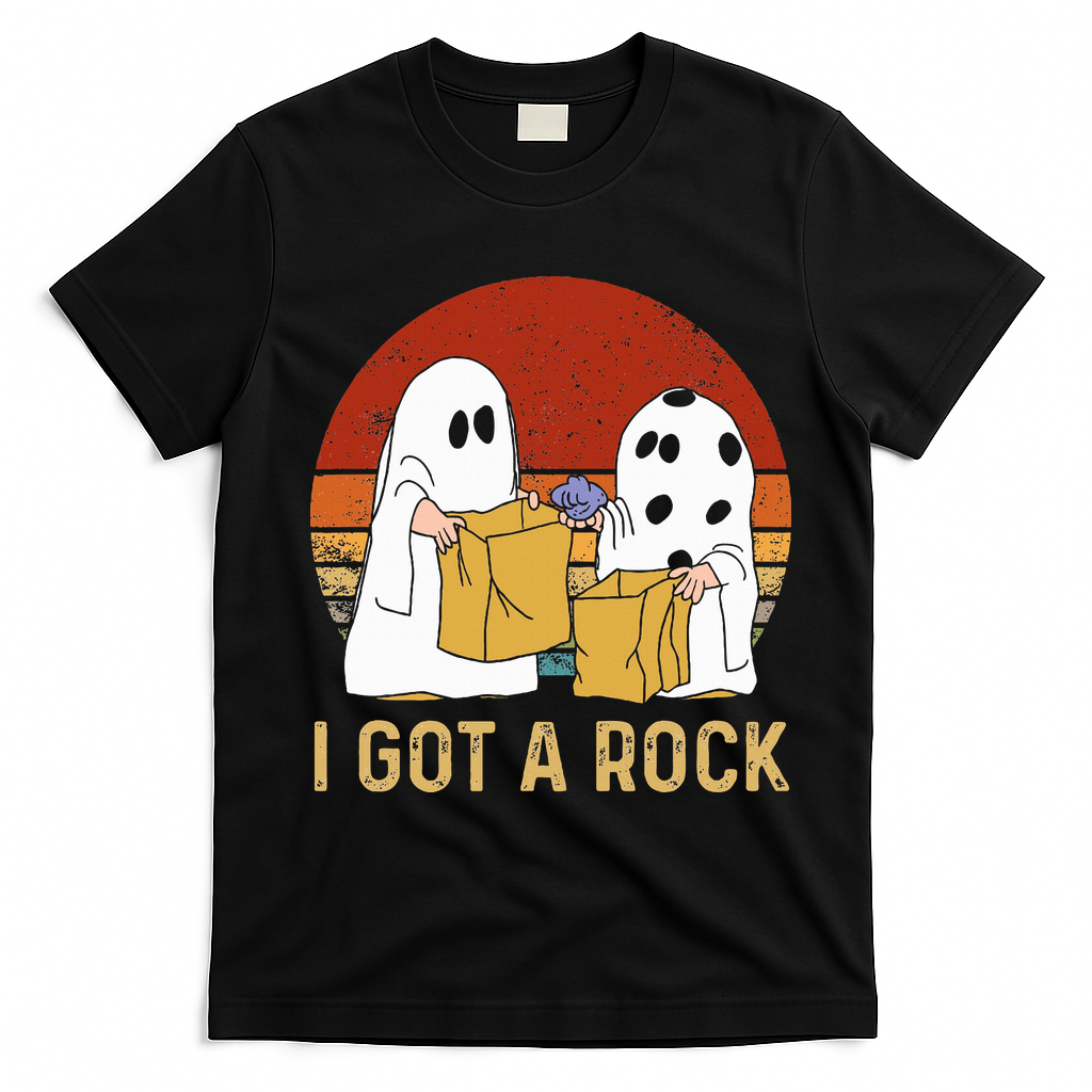 I Got A Rock Halloween Trick Or Treat Ghost T-Shirt - Black