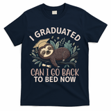 I Graduated Can I Go Back To Bed Now Lazy Sloth T-Shirt - Navy