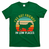 IVe Got Friends In Low Places Basset Hound Funny Dog Retro T-Shirt - Irish Green