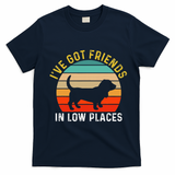 IVe Got Friends In Low Places Basset Hound Funny Dog Retro T-Shirt - Navy Blue