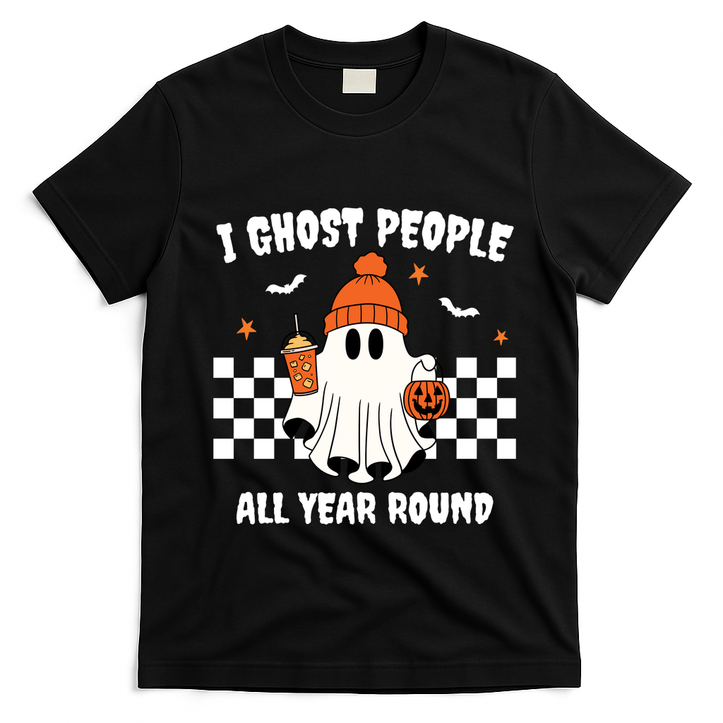 I Ghost People All Year Round Halloween Funny T-Shirt - Black