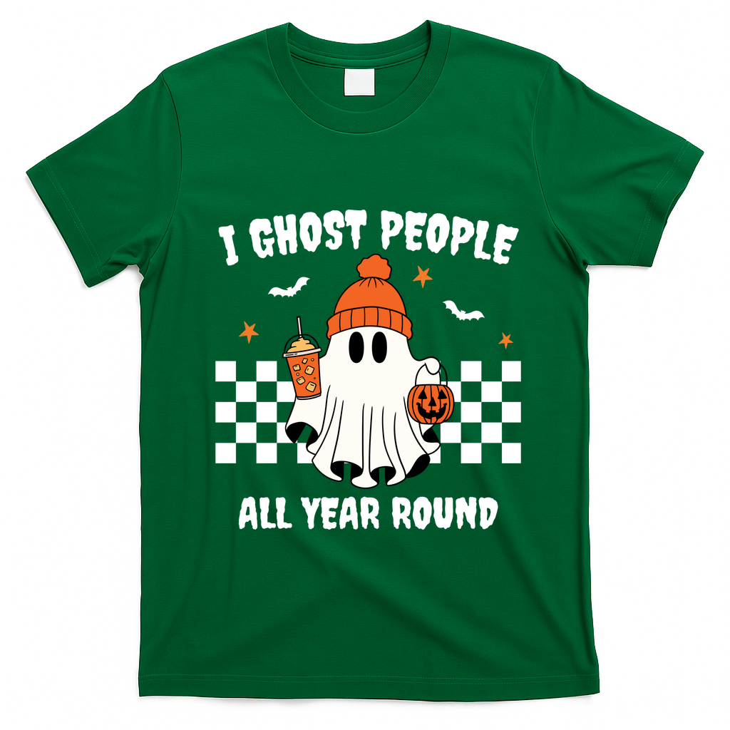I Ghost People All Year Round Halloween Funny T-Shirt - Irish Green