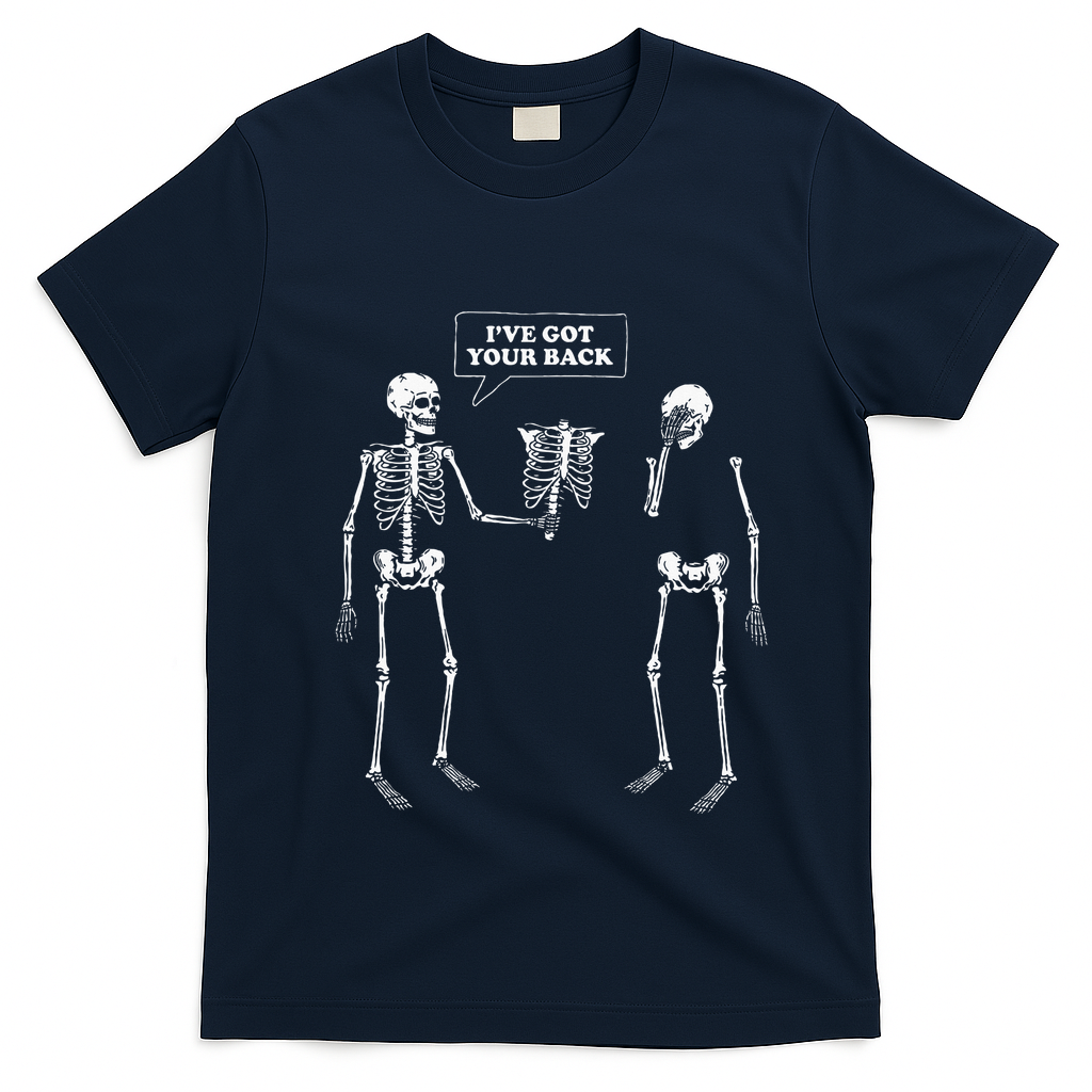 IVe Got Your Back Funny Skeleton Pun T-Shirt - Navy Blue