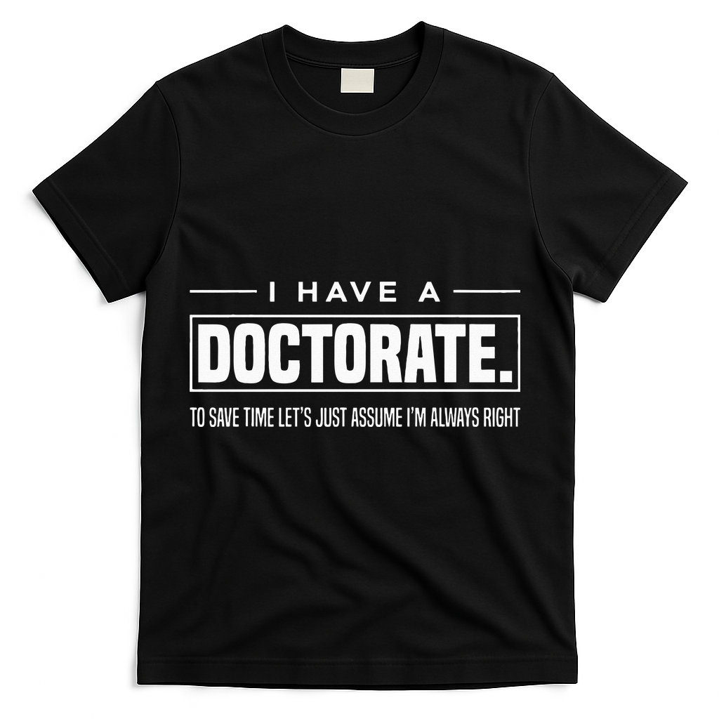 I Have A Doctorate Funny Doctoral Degree Graduation PhD T-Shirt - Black