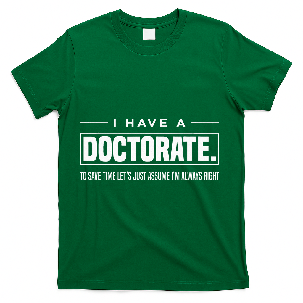 I Have A Doctorate Funny Doctoral Degree Graduation PhD T-Shirt - Green