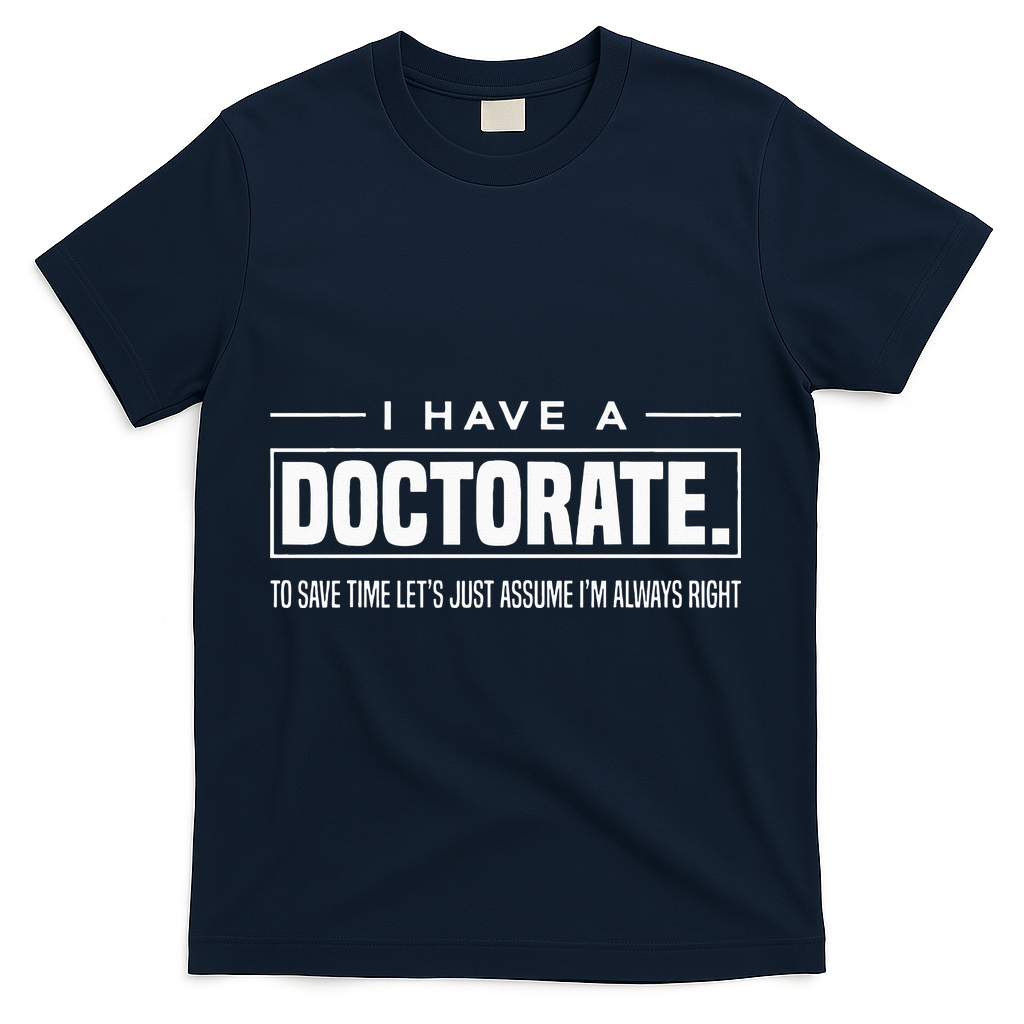I Have A Doctorate Funny Doctoral Degree Graduation PhD T-Shirt - Navy