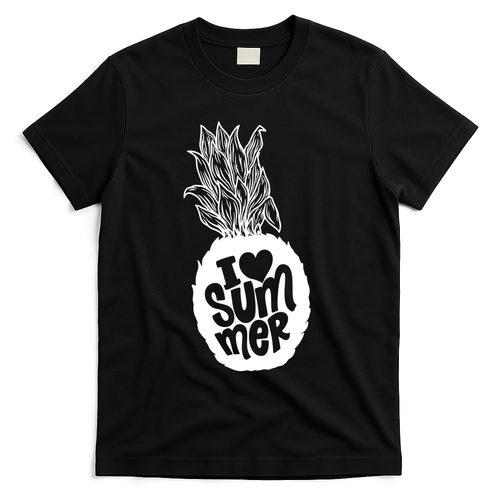 I Heart (Love) Summer Pineapple T-Shirt - Black