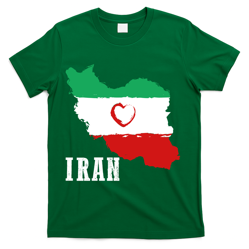 Iran Heart Map Pride For Patriotic Souls T-Shirt - Green