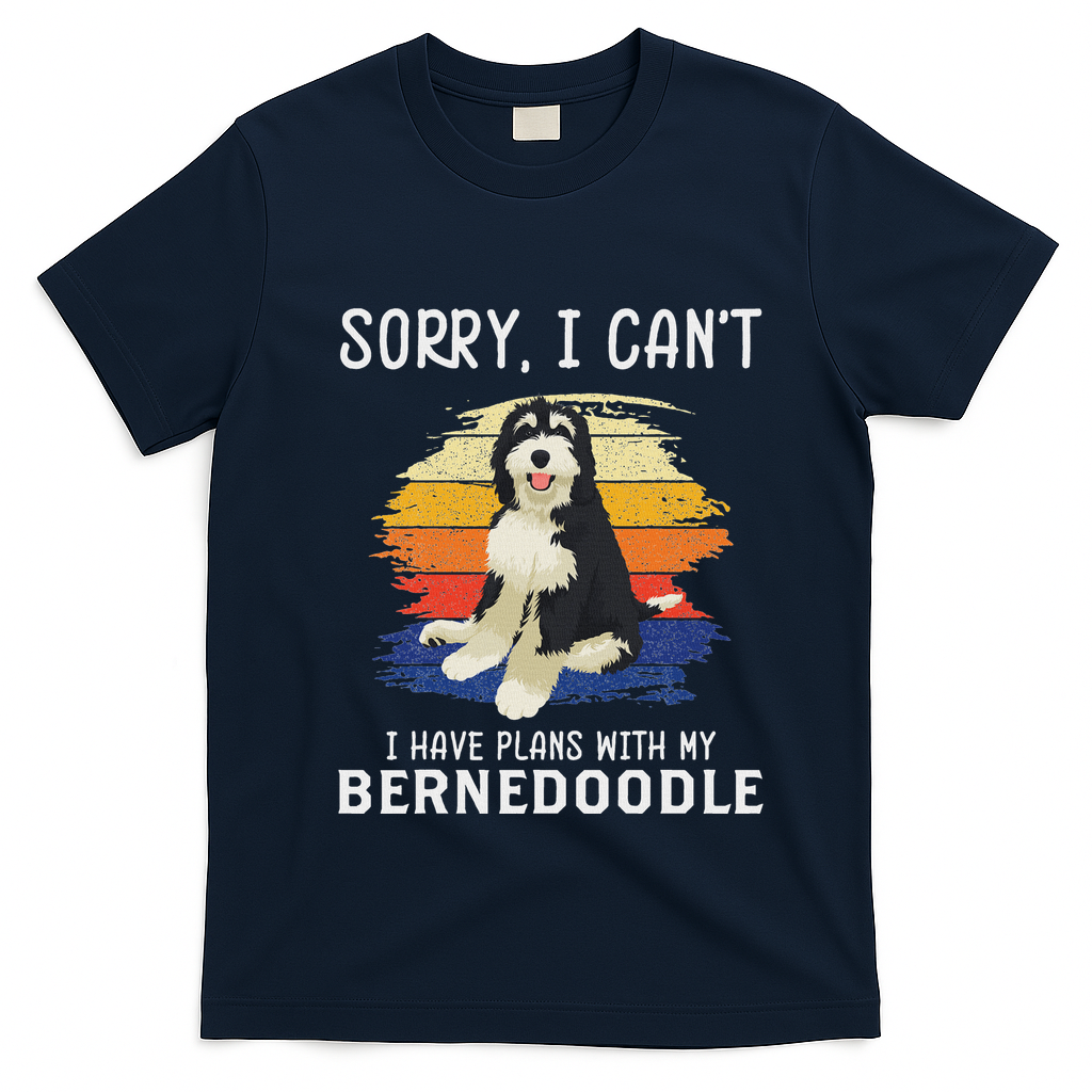 I Have Plans With My Bernedoodle Funny Dog Lover T-Shirt - Navy Blue
