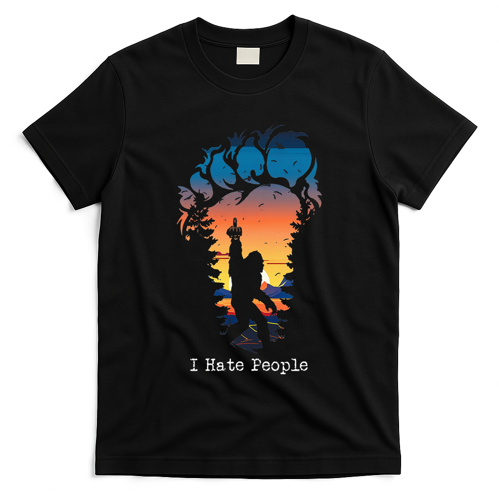 I Hate People Bigfoot Footprint T-Shirt