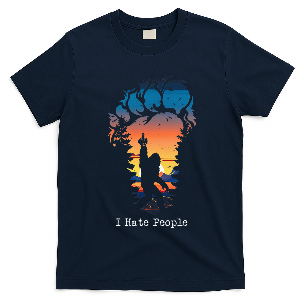 I Hate People Bigfoot Footprint T-Shirt