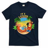 It Is 5 O'clock Somewhere Parrot Drinking Summer Vacation T-Shirt - Navy