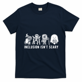 Inclusion Isnt Scary Teacher Skeleton Ghost Cute Halloween T-Shirt - Navy Blue