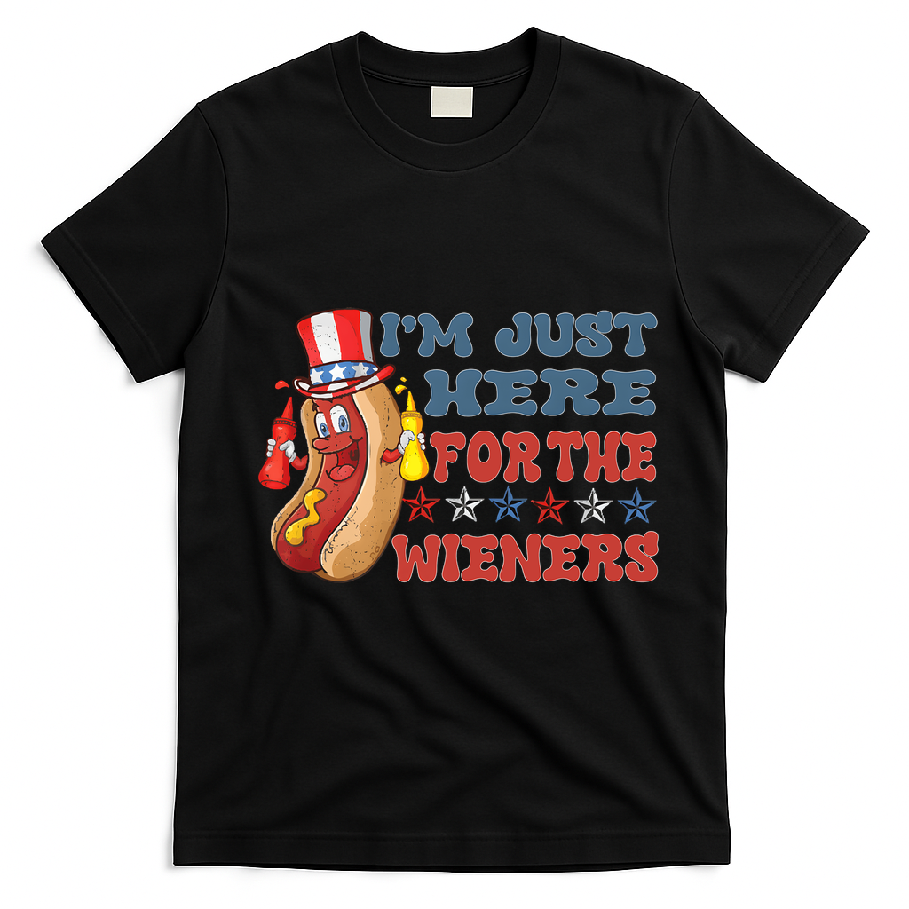 Im Just Here For The Wieners Sausage T-Shirt - Black