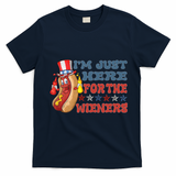 Im Just Here For The Wieners Sausage T-Shirt - Navy Blue