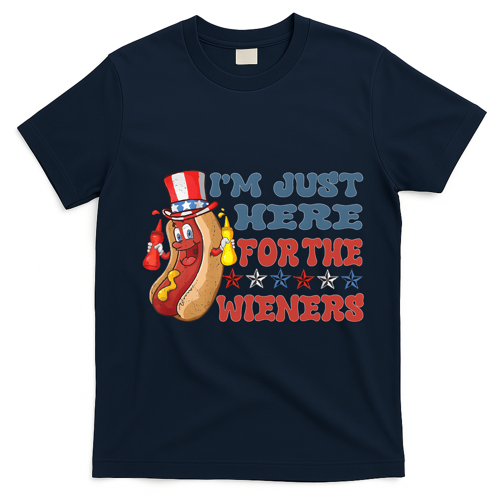 Im Just Here For The Wieners Sausage T-Shirt - Navy Blue