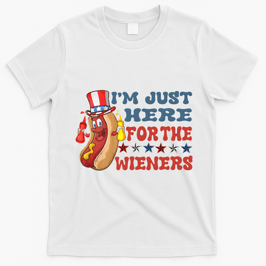 Im Just Here For The Wieners Sausage T-Shirt - White