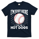 I'm Just Here For The Hot Dogs Summer Baseball Game Hotdog T-Shirt - Navy