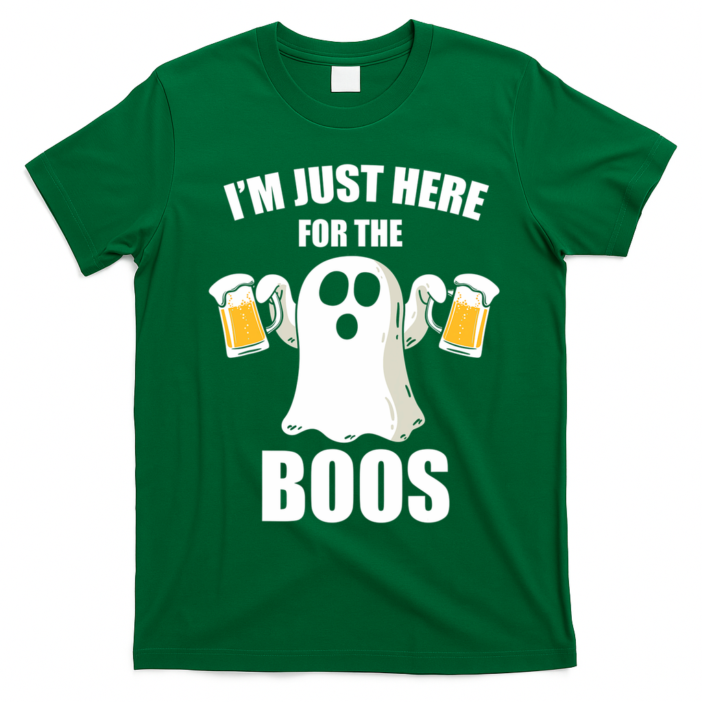 IM Just Here For The Boos Funny Halloween Cute Ghost Gift T-Shirt - Irish Green