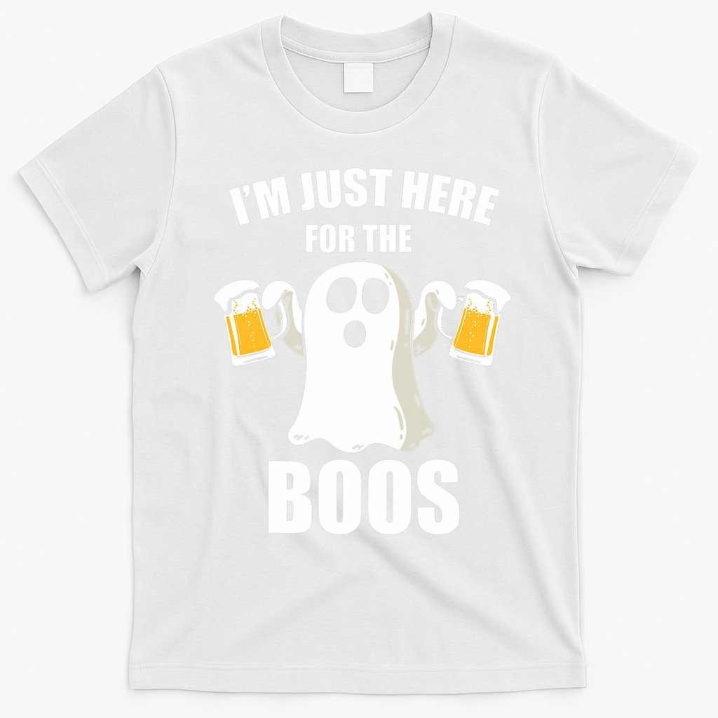 IM Just Here For The Boos Funny Halloween Cute Ghost Gift T-Shirt - White