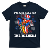 Im Just Here For The Wieners 4Th Of July Hot Dog T-Shirt - Navy Blue