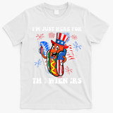 Im Just Here For The Wieners 4Th Of July Hot Dog T-Shirt - White
