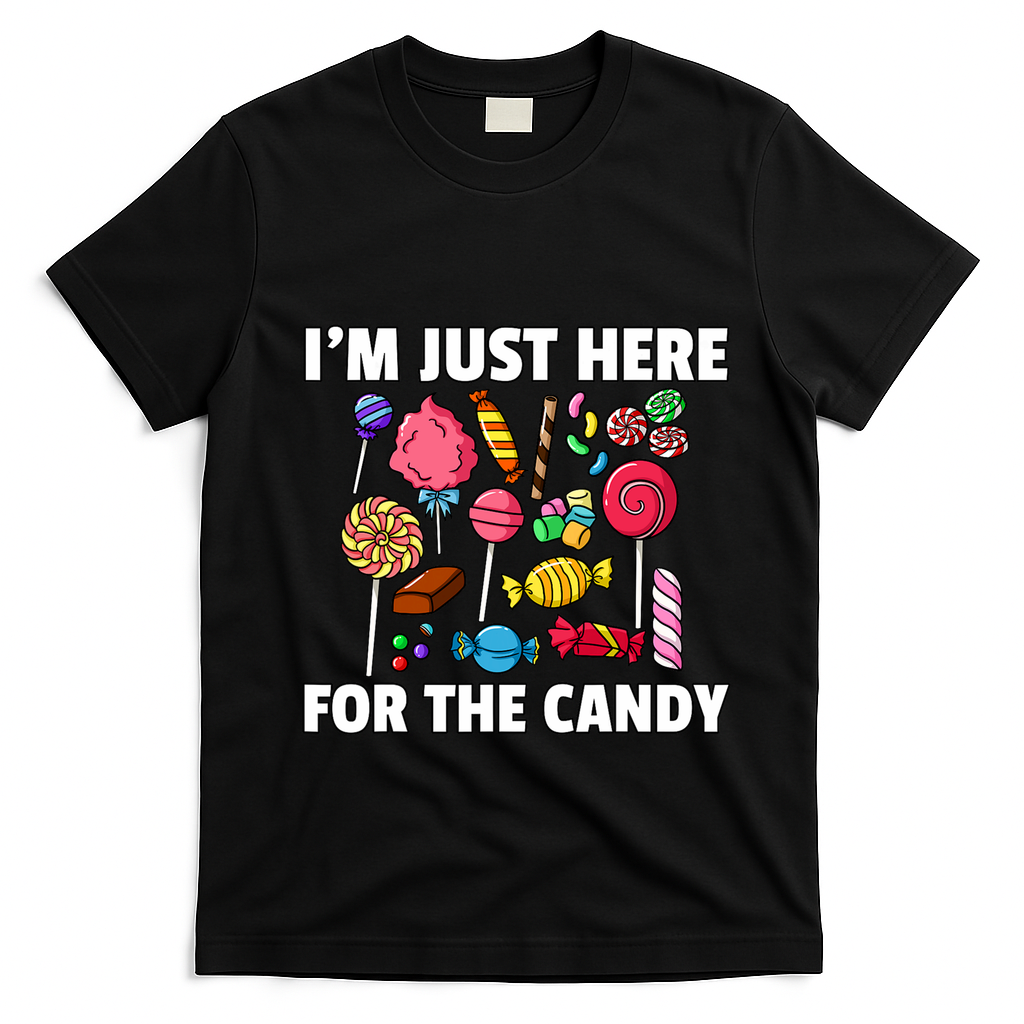 IM Just Here For The Candy Lollipop Sweets Gift Halloween T-Shirt - Black