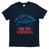Im Just Here For The Wieners 4th Of July Hot Dogs T-Shirt - Navy Blue