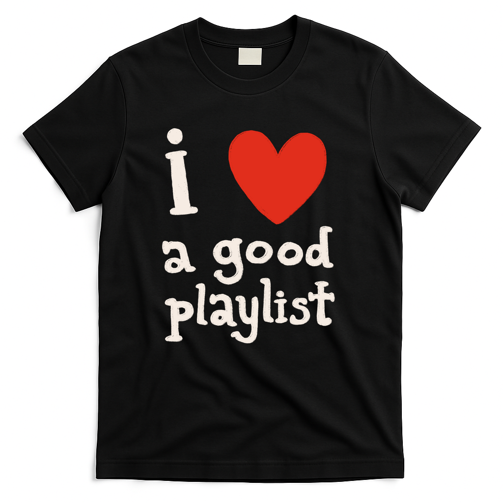 I Love A Good Playlist White Typography - Black