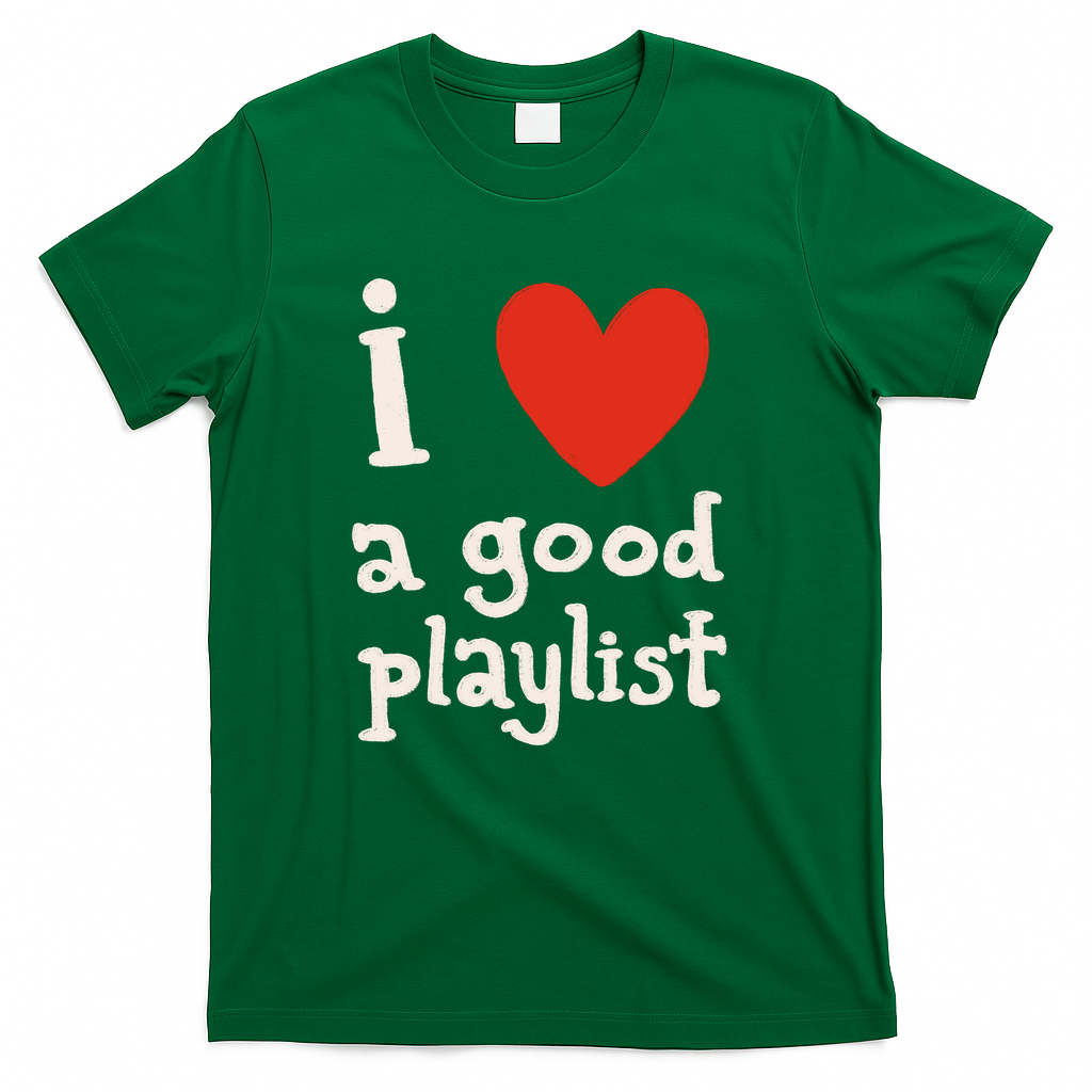 I Love A Good Playlist White Typography - Green