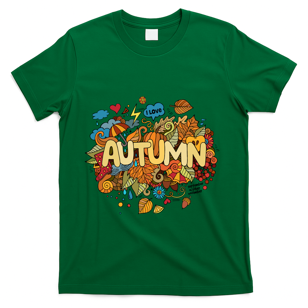 I Love Autumn Cute Gift T-Shirt - Green