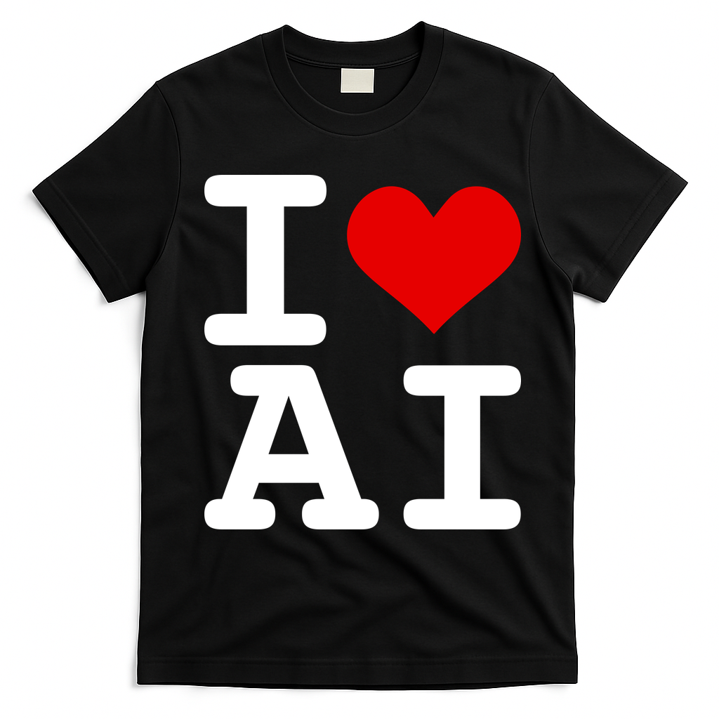 I Love AI I Heart Artificial Intelligence T-Shirt - Black