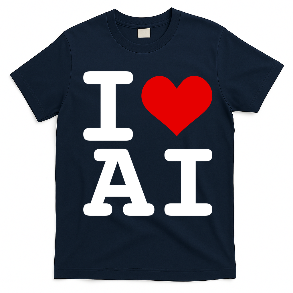 I Love AI I Heart Artificial Intelligence T-Shirt - Navy Blue