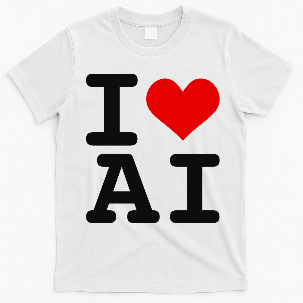 I Love AI I Heart Artificial Intelligence T-Shirt - White