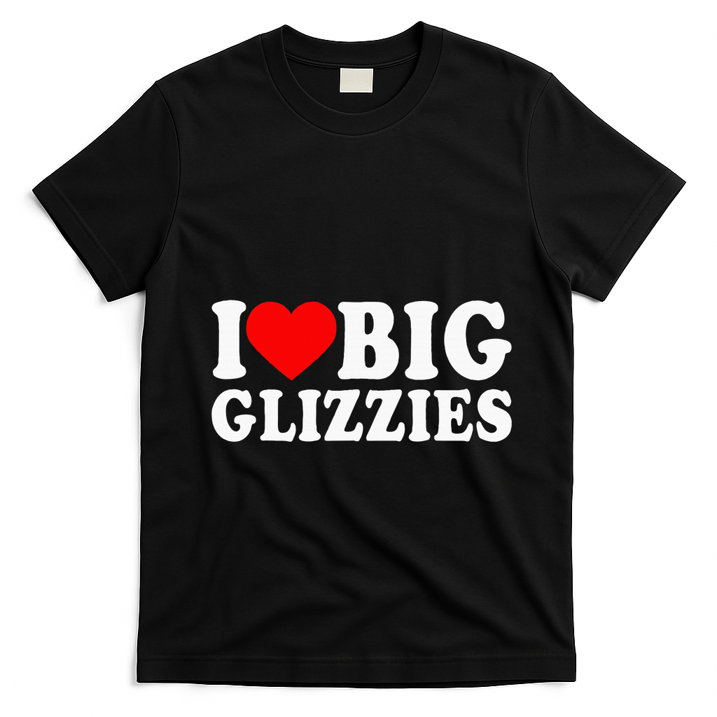 I Love Big Glizzies I Heart Hot Dog Lover Glizzy Gobbler T-Shirt - Black