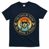I Like Coffee My Doodle And Maybe 3 People Funny Doodle Dog T-Shirt - Navy Blue