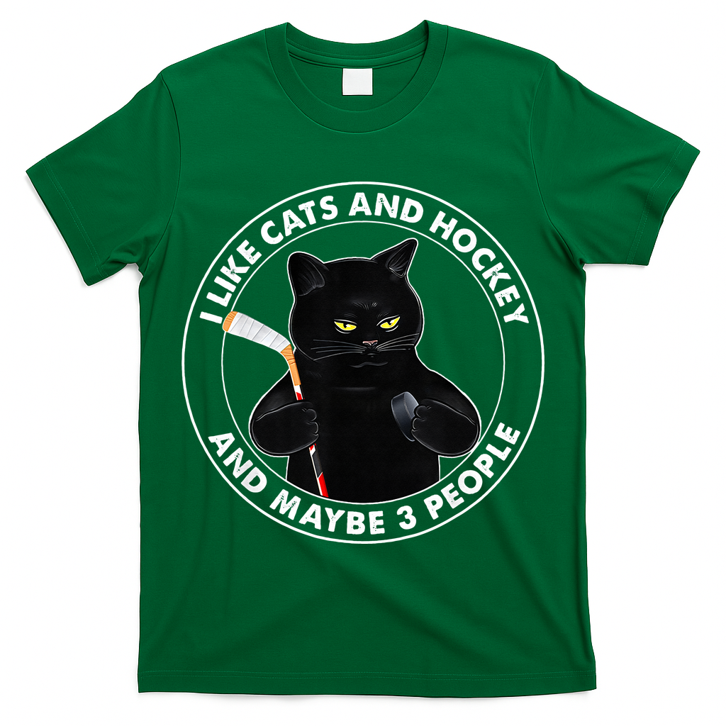 I Like Cats And Hockey And Maybe 3 People Funny Cats T-Shirt