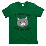 I Like Cats and Emo Music Gray - Green