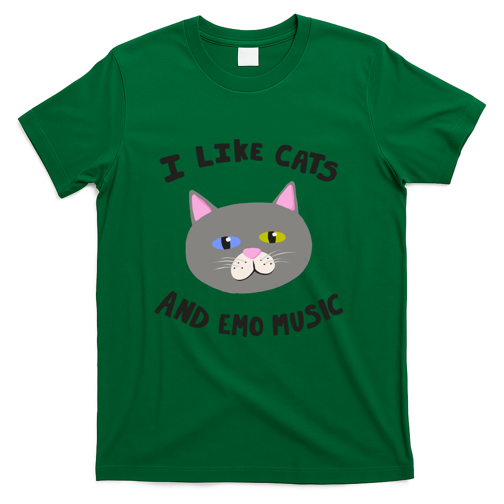 I Like Cats and Emo Music Gray - Green