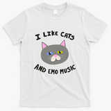I Like Cats and Emo Music Gray - White