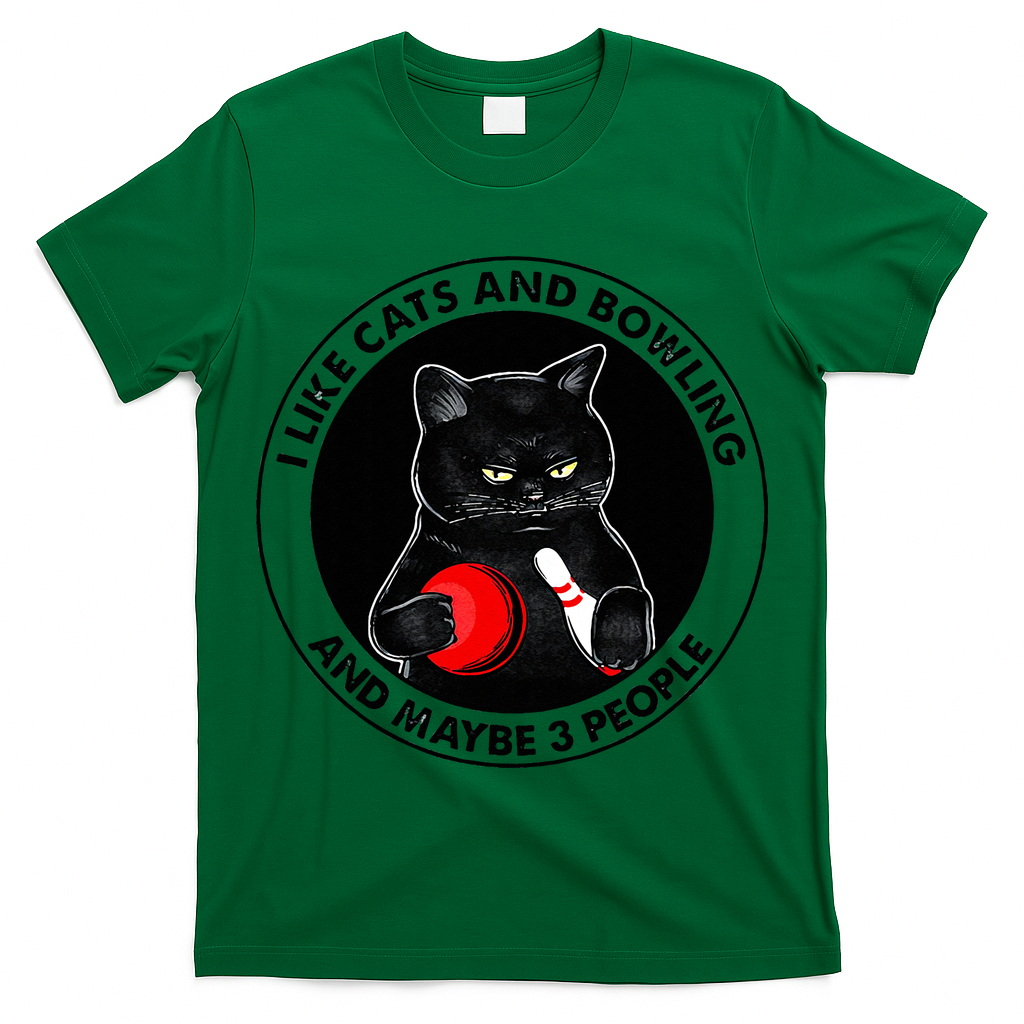 I Like Cats And Bowling And Maybe 3 People Funny Cat Lovers T-Shirt