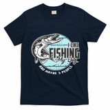 I Like Fishing My Dog Maybe Three People Funny Fishing T-Shirt - Navy Blue