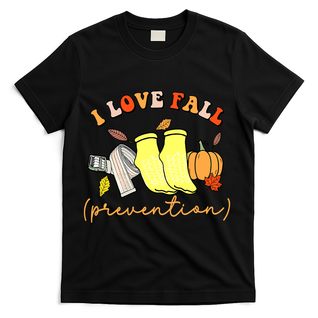 I Love Fall Prevention Halloween T-Shirt - Black