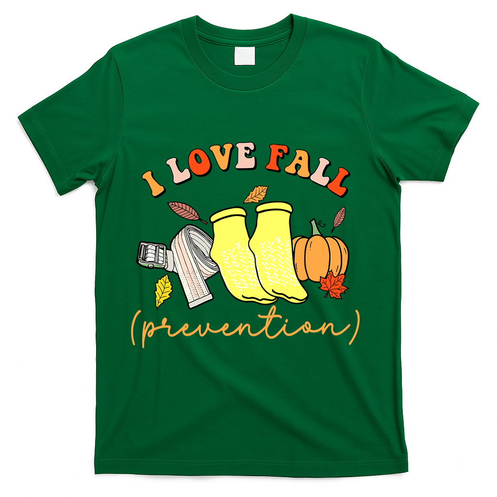 I Love Fall Prevention Halloween T-Shirt - Green